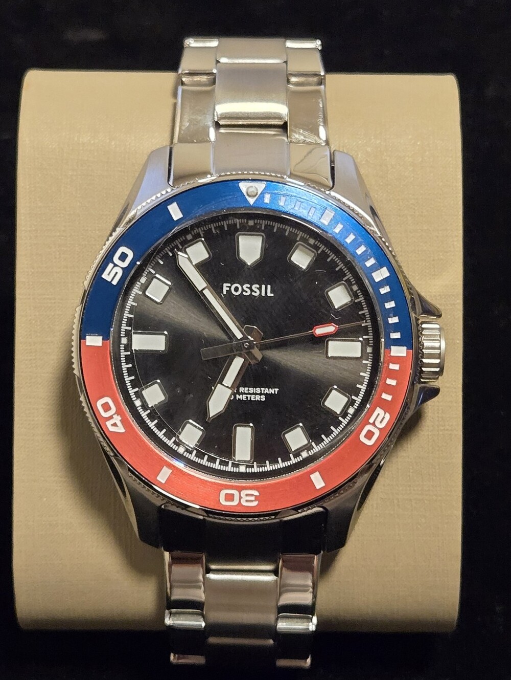 Fossil Dalton Men's 42mm Diver-Style Watch - Blue & Red Bezel